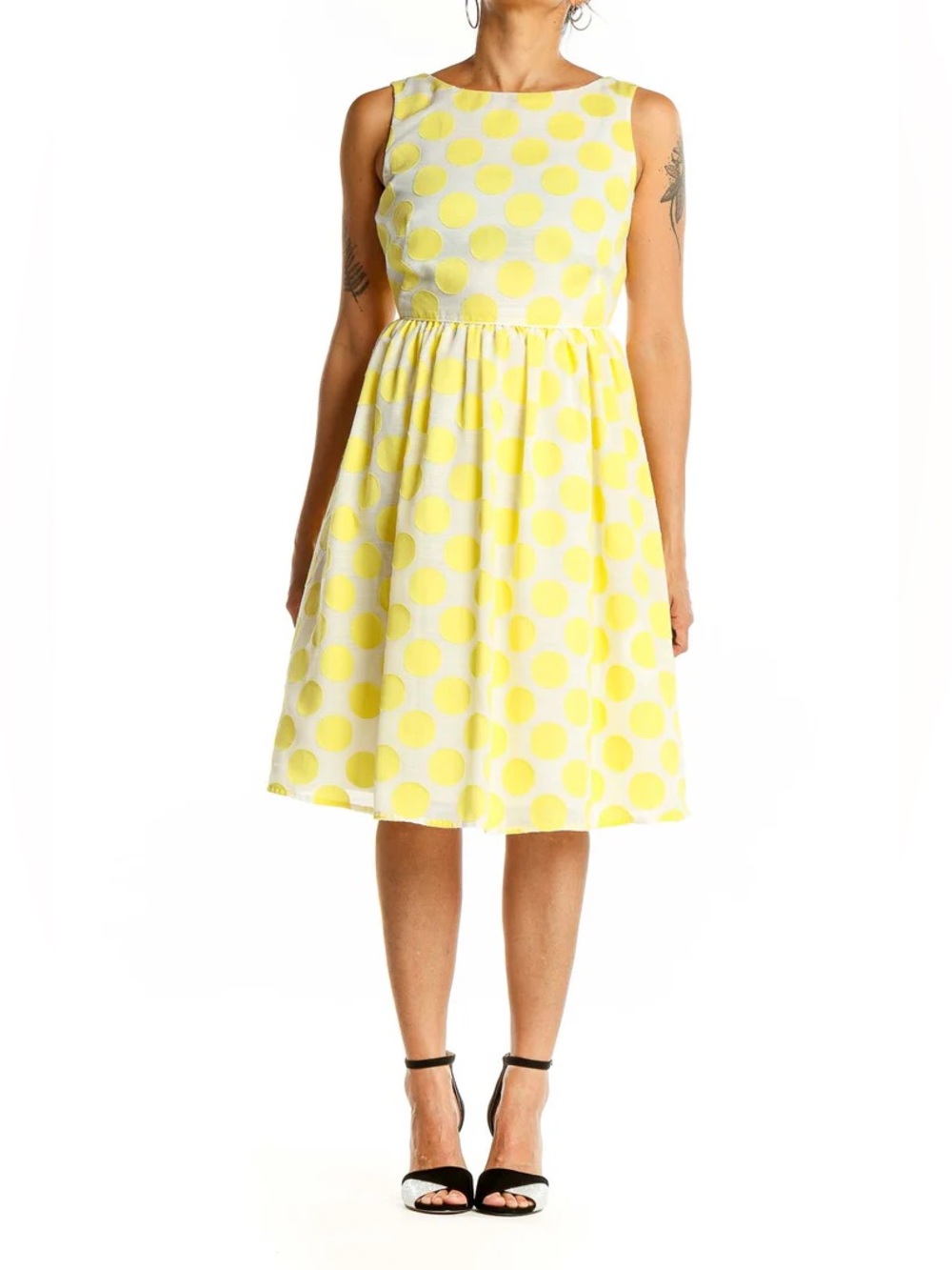 LOFT Yellow Polka Dot Fit & Flare Dress | Size 0 |